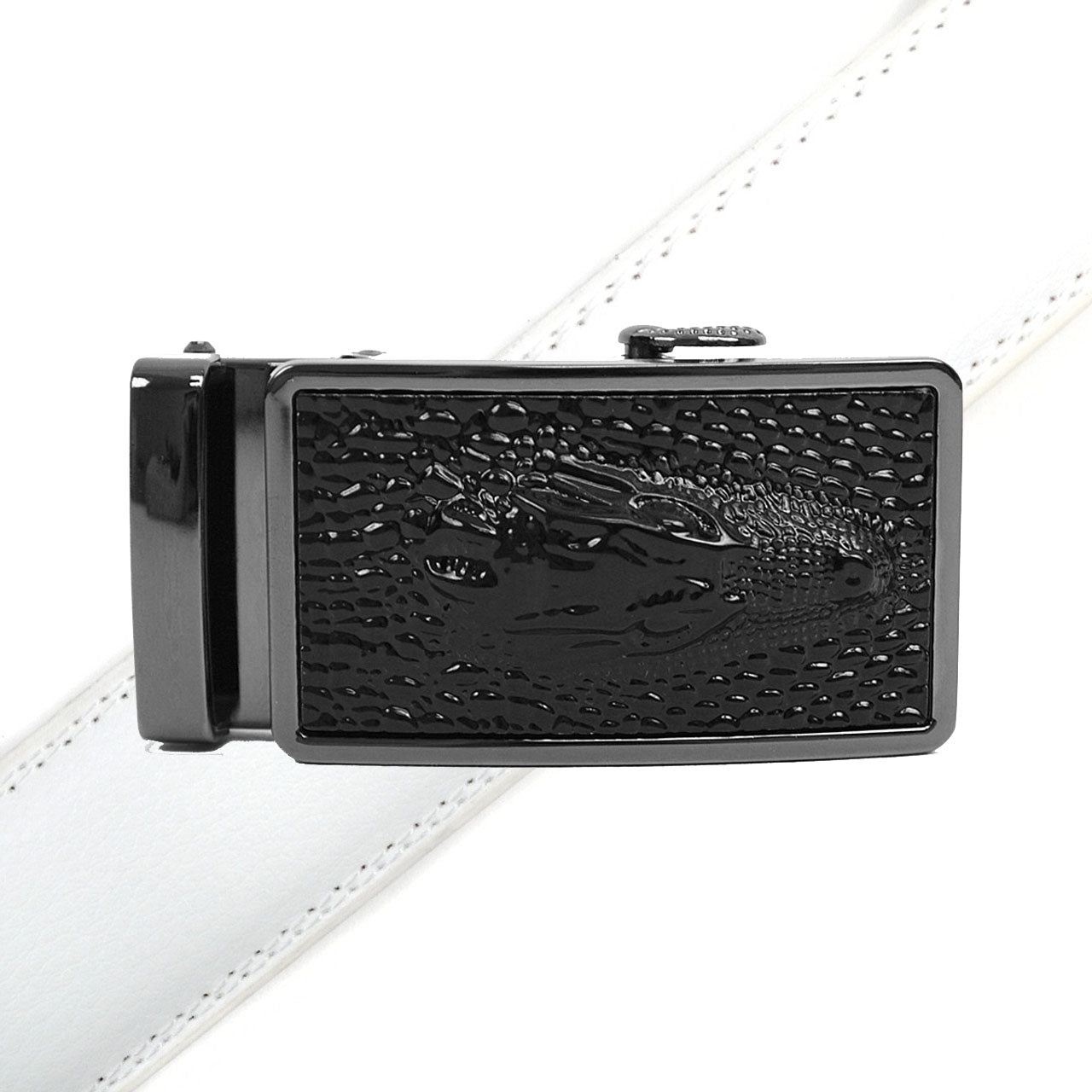 Men's Genuine Leather Sliding Buckle Ratchet Belt MGLBB40 - Bundle Bus