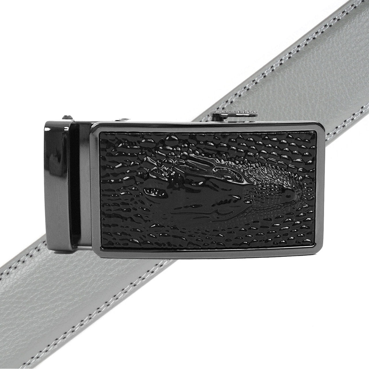 Men's Genuine Leather Sliding Buckle Ratchet Belt MGLBB40 - Bundle Bus