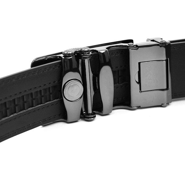 Men's Genuine Leather Sliding Buckle Ratchet Belt MGLBB40 - Bundle Bus