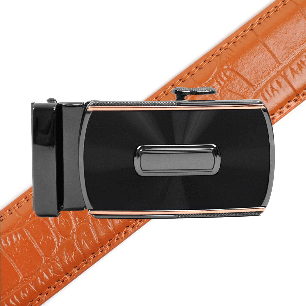Men's Genuine Leather Sliding Buckle Ratchet Belt MGLBB46 - Bundle Bus