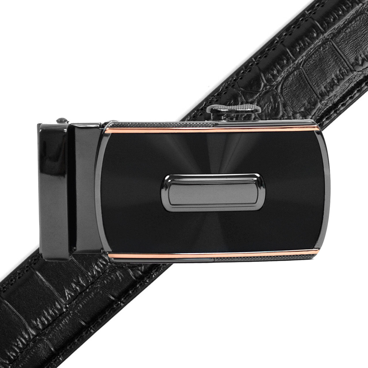 Men's Genuine Leather Sliding Buckle Ratchet Belt MGLBB46 - Bundle Bus