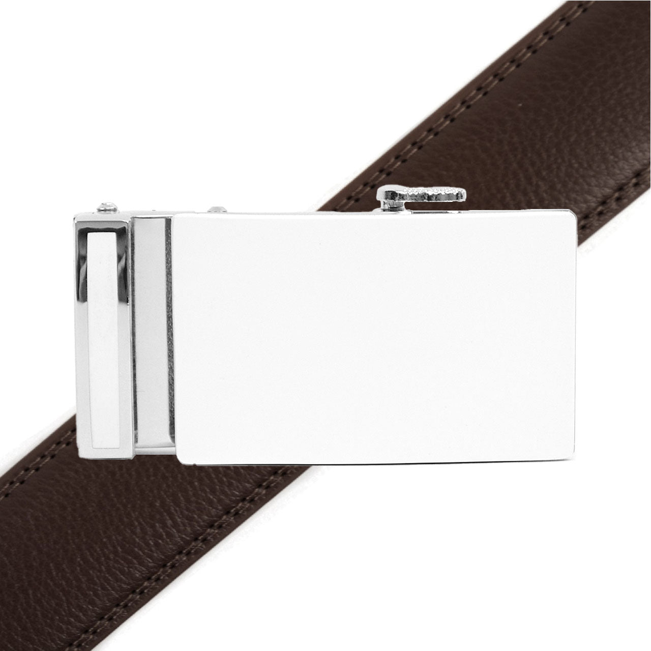 Men's Genuine Leather Sliding Buckle Ratchet Belt MGLBB48 - Bundle Bus