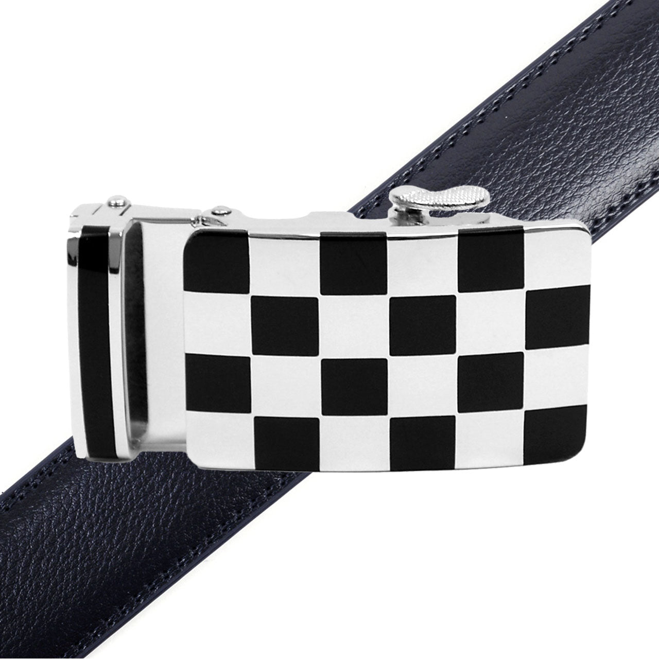 Men's Genuine Leather Sliding Buckle Ratchet Belt MGLBB5 - Bundle Bus
