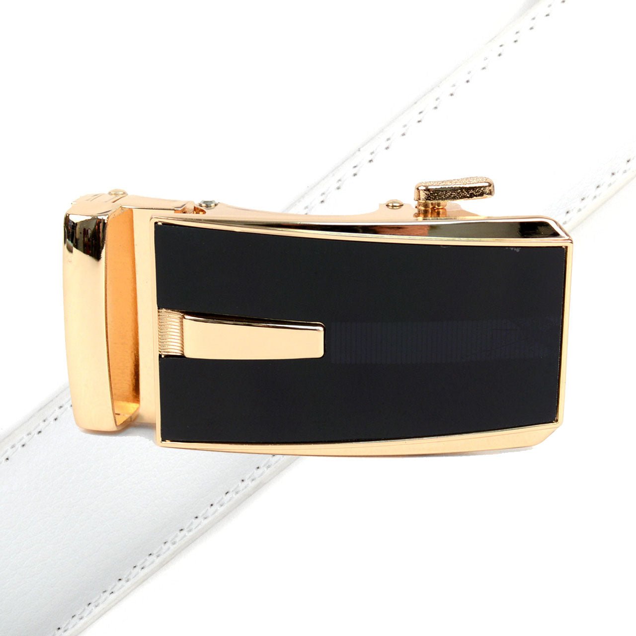 Men's Genuine Leather Sliding Buckle Ratchet Belt - MGLBB52 - Bundle Bus