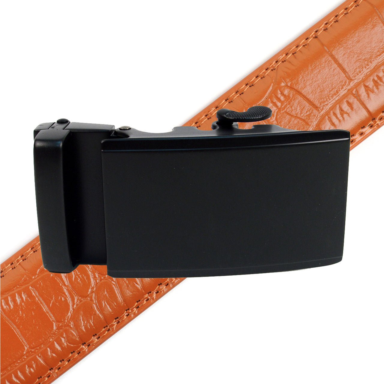 Men's Genuine Leather Sliding Buckle Ratchet Belt - MGLBB53 - Bundle Bus