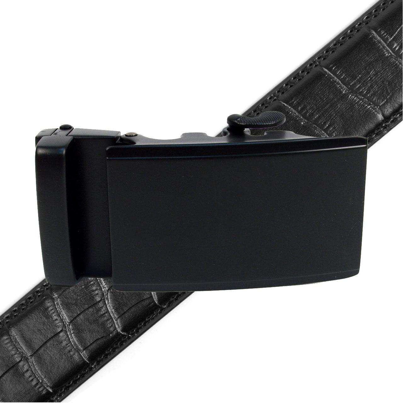 Men's Genuine Leather Sliding Buckle Ratchet Belt - MGLBB53 - Bundle Bus