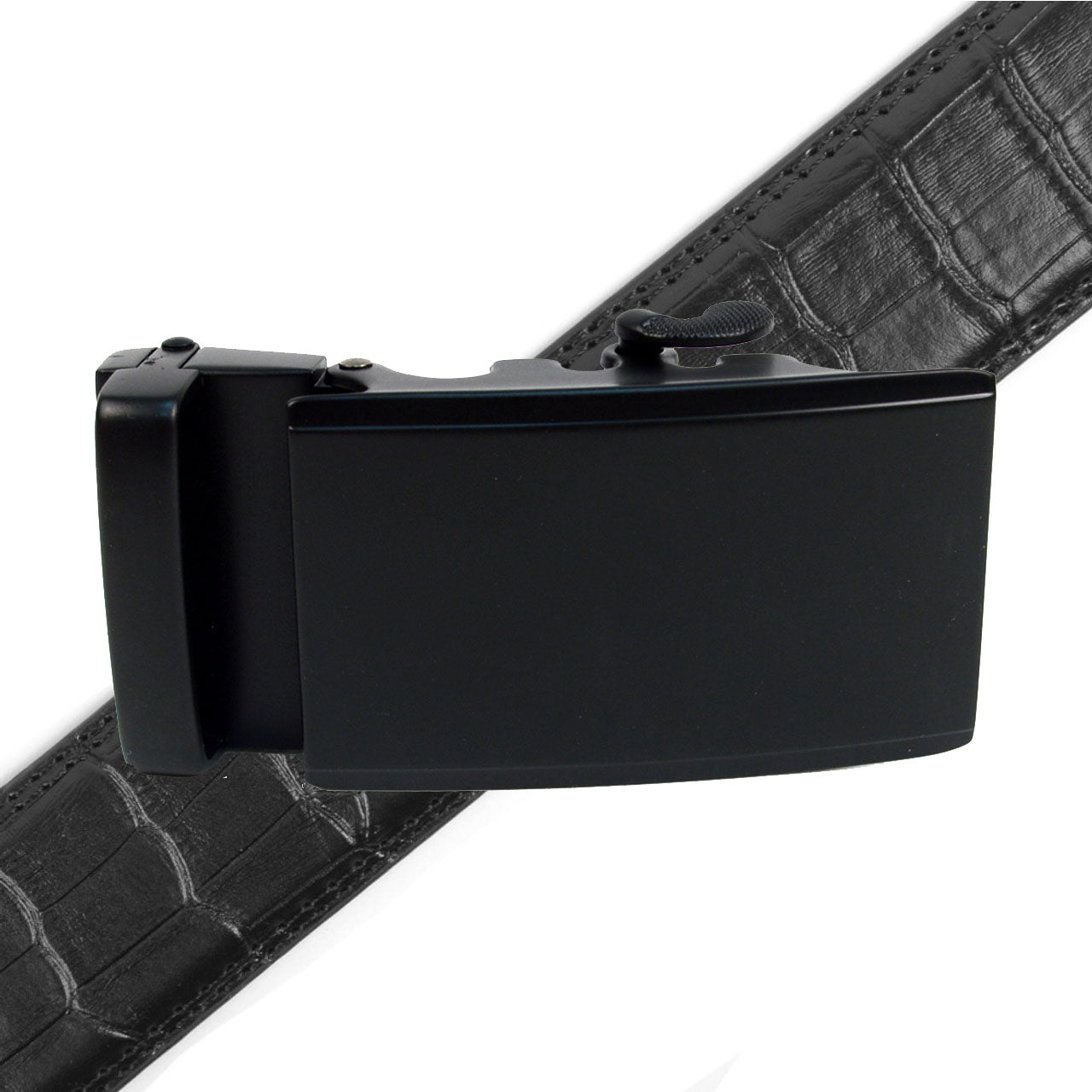 Men's Genuine Leather Sliding Buckle Ratchet Belt - MGLBB53 - Bundle Bus
