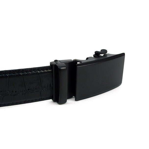 Men's Genuine Leather Sliding Buckle Ratchet Belt - MGLBB53 - Bundle Bus