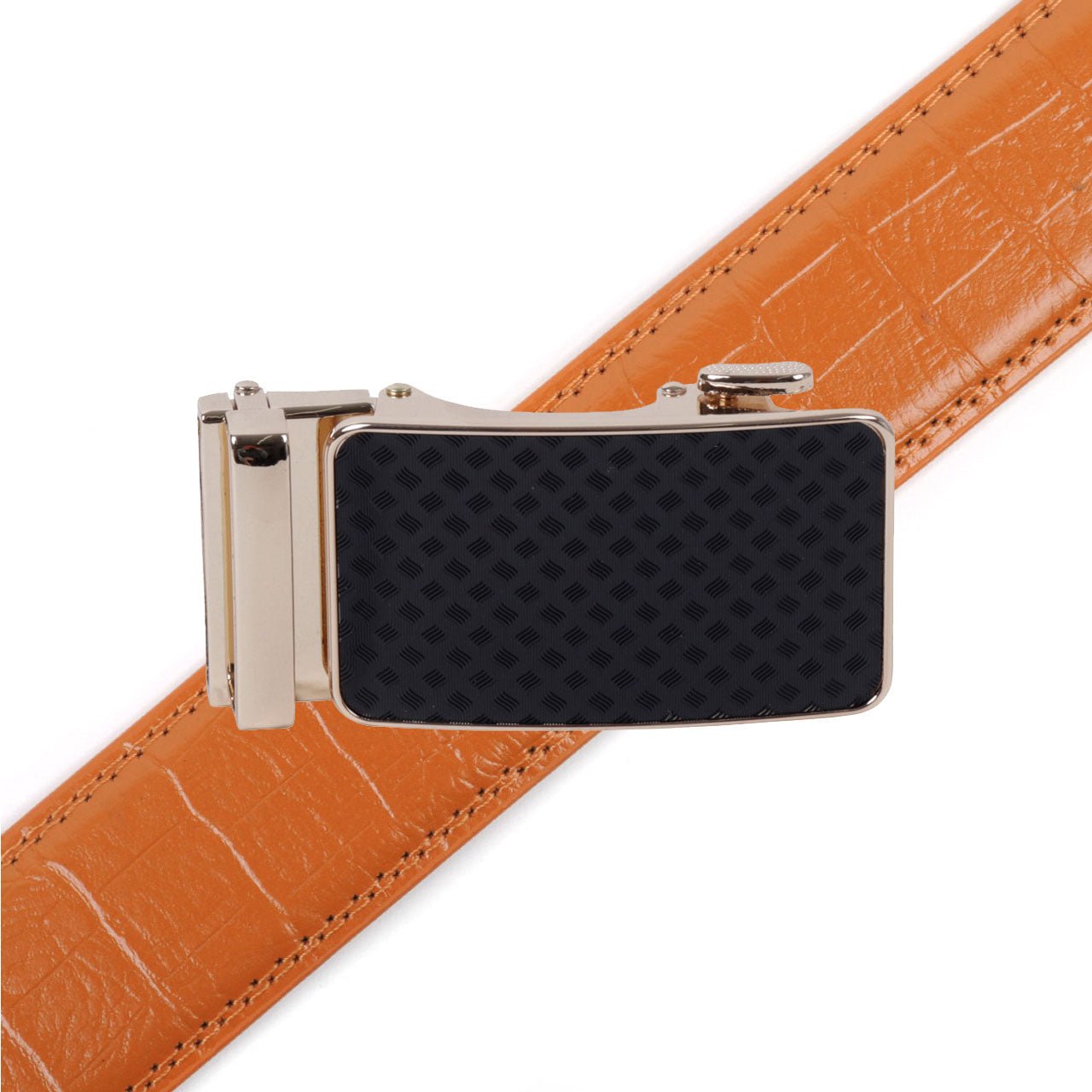 Men's Genuine Leather Sliding Buckle Ratchet Belt--MGLBB66 - Bundle Bus