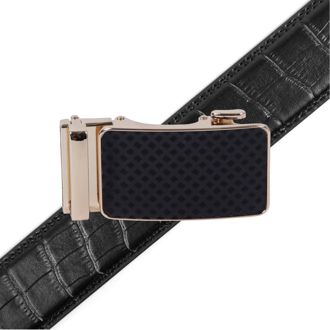 Men's Genuine Leather Sliding Buckle Ratchet Belt--MGLBB66 - Bundle Bus