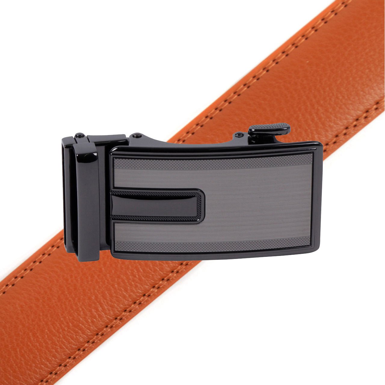 Men's Genuine Leather Sliding Buckle Ratchet Belt-MGLBB67 - Bundle Bus