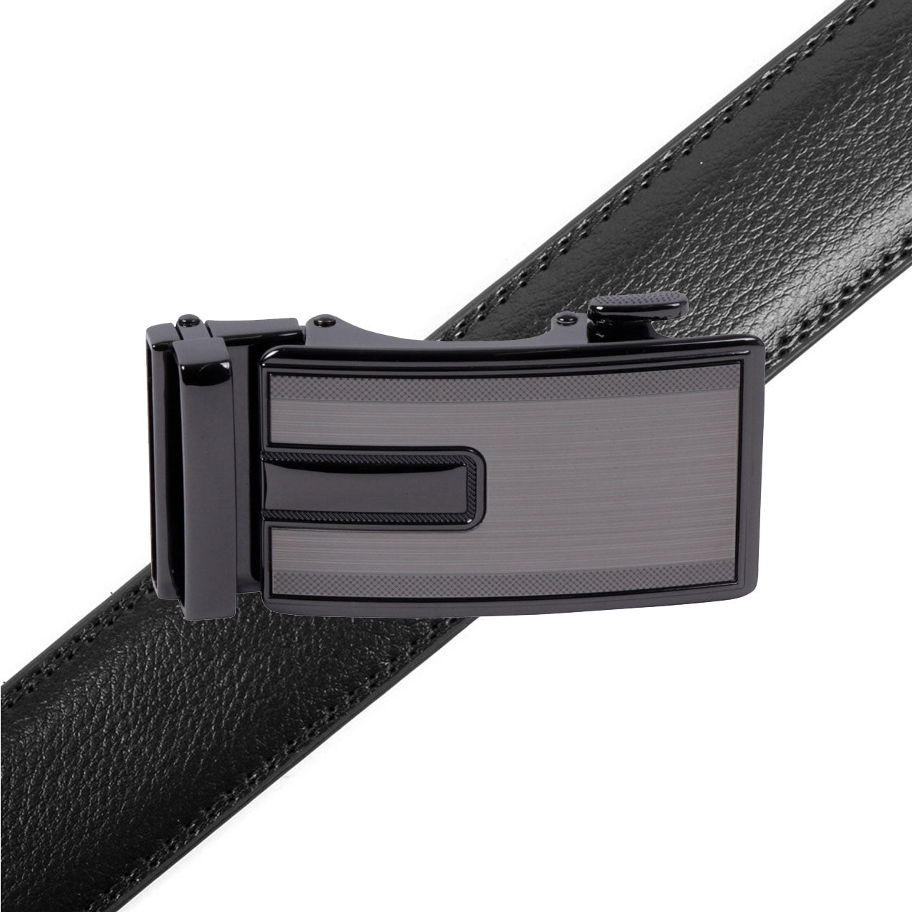 Men's Genuine Leather Sliding Buckle Ratchet Belt-MGLBB67 - Bundle Bus