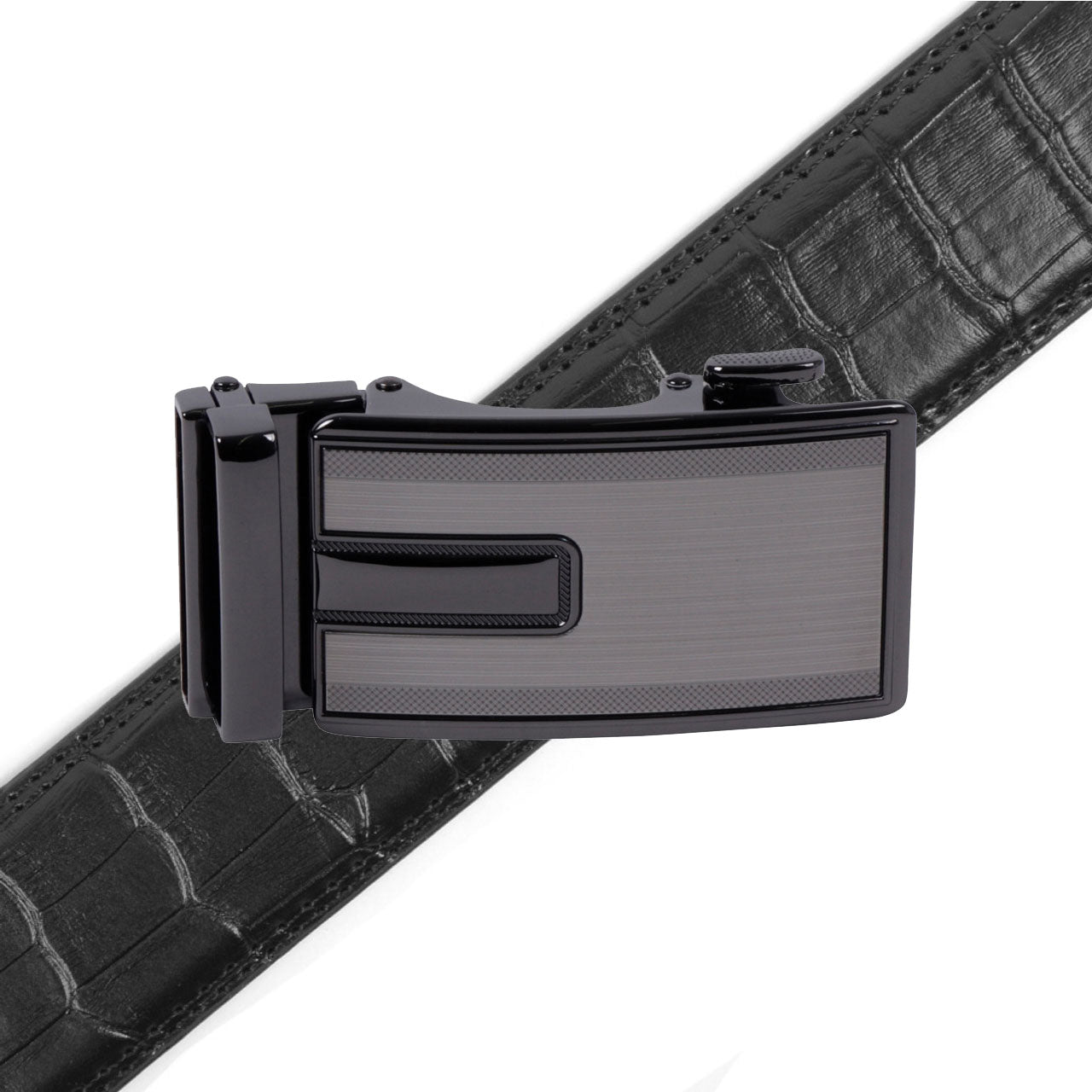 Men's Genuine Leather Sliding Buckle Ratchet Belt-MGLBB67 - Bundle Bus