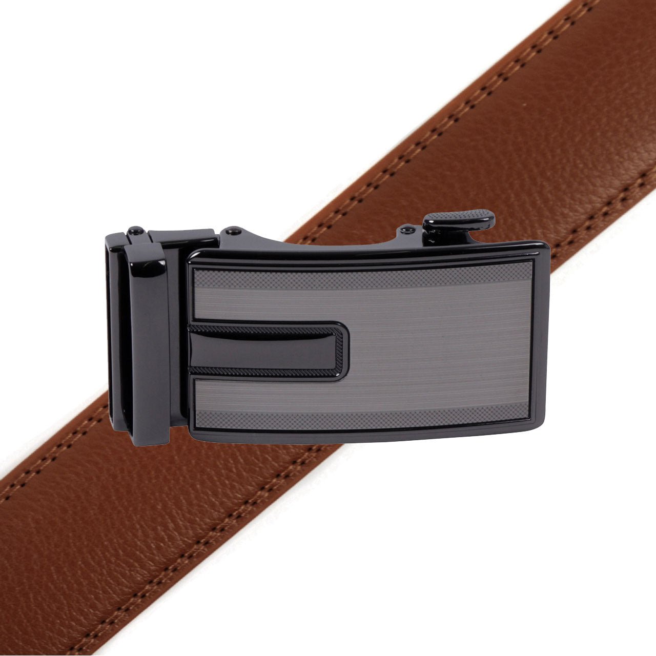 Men's Genuine Leather Sliding Buckle Ratchet Belt-MGLBB67 - Bundle Bus