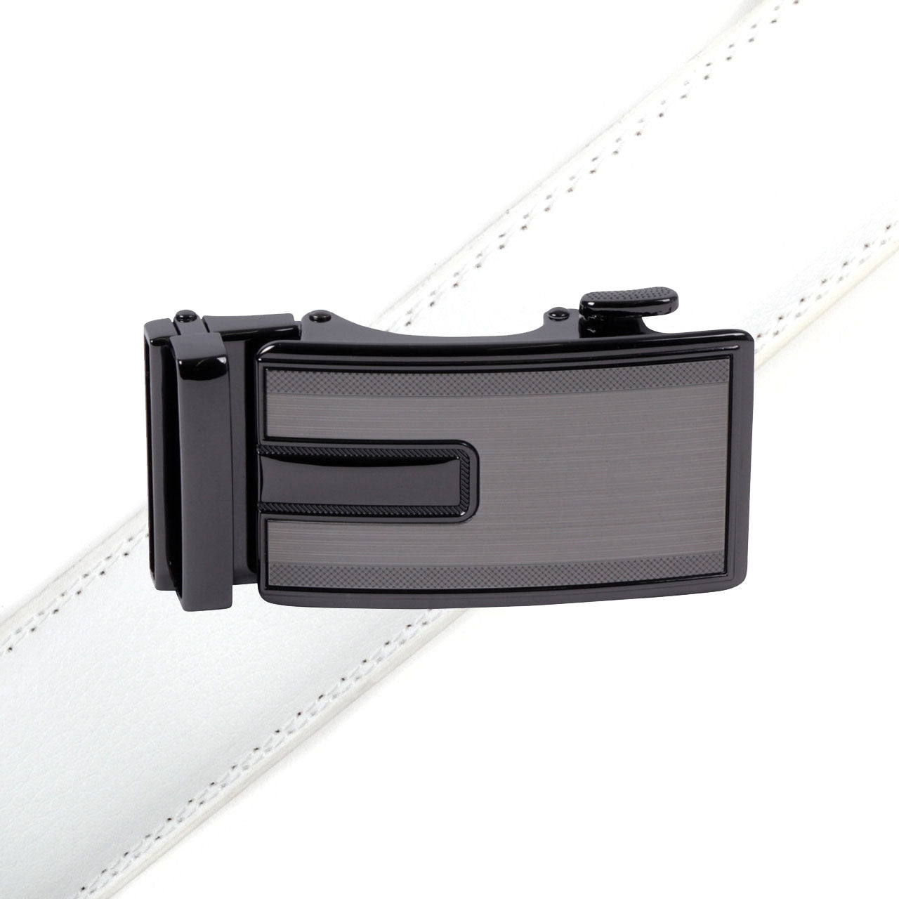 Men's Genuine Leather Sliding Buckle Ratchet Belt-MGLBB67 - Bundle Bus