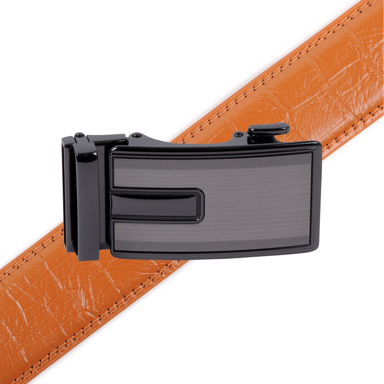 Men's Genuine Leather Sliding Buckle Ratchet Belt-MGLBB67 - Bundle Bus