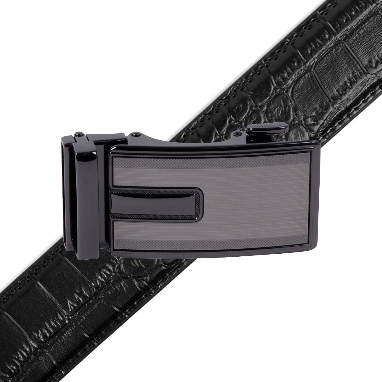 Men's Genuine Leather Sliding Buckle Ratchet Belt-MGLBB67 - Bundle Bus