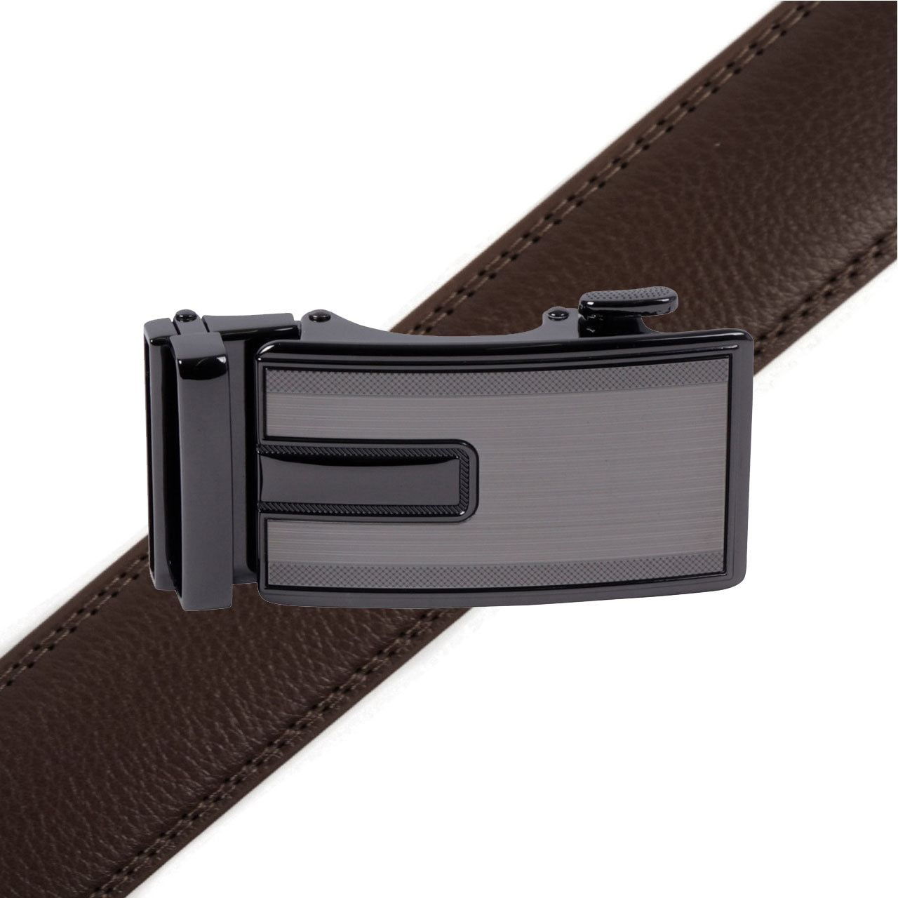 Men's Genuine Leather Sliding Buckle Ratchet Belt-MGLBB67 - Bundle Bus