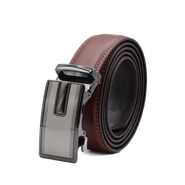 Men's Genuine Leather Sliding Buckle Ratchet Belt-MGLBB67 - Bundle Bus