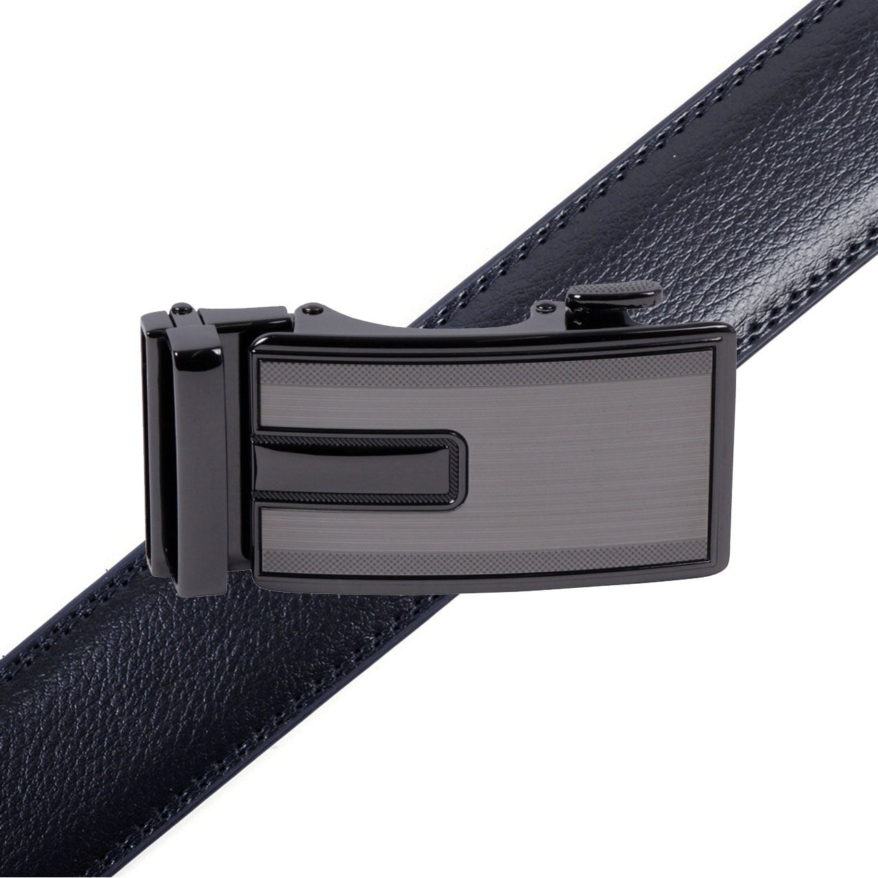Men's Genuine Leather Sliding Buckle Ratchet Belt-MGLBB67 - Bundle Bus