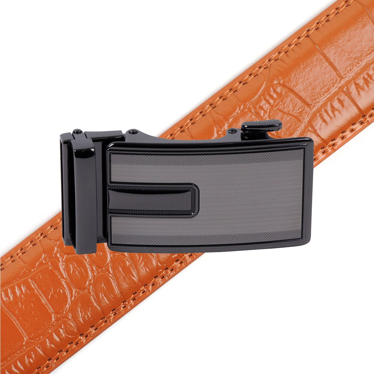 Men's Genuine Leather Sliding Buckle Ratchet Belt-MGLBB67 - Bundle Bus