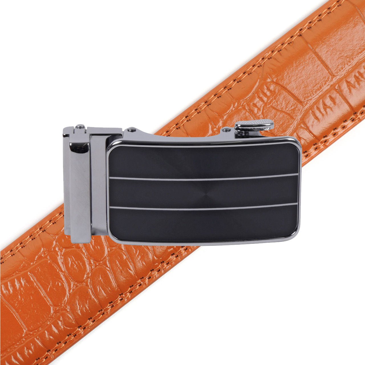 Men's Genuine Leather Sliding Buckle Ratchet Belt-MGLBB68 - Bundle Bus