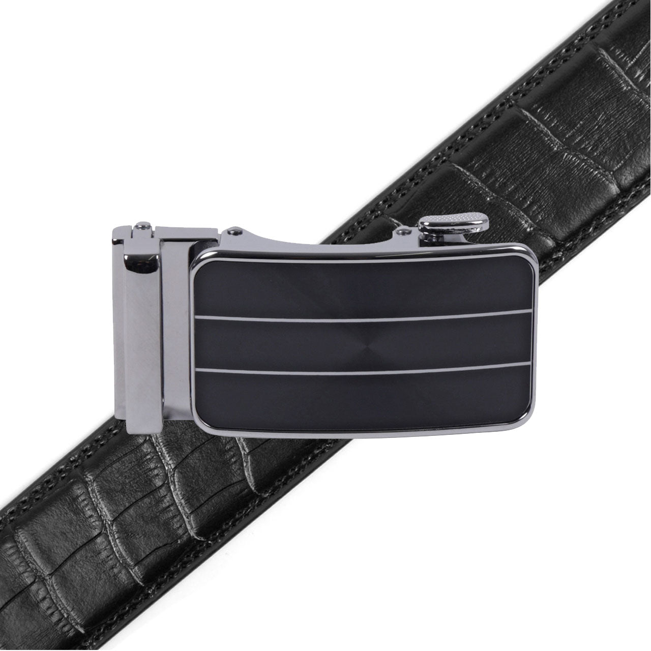 Men's Genuine Leather Sliding Buckle Ratchet Belt-MGLBB68 - Bundle Bus