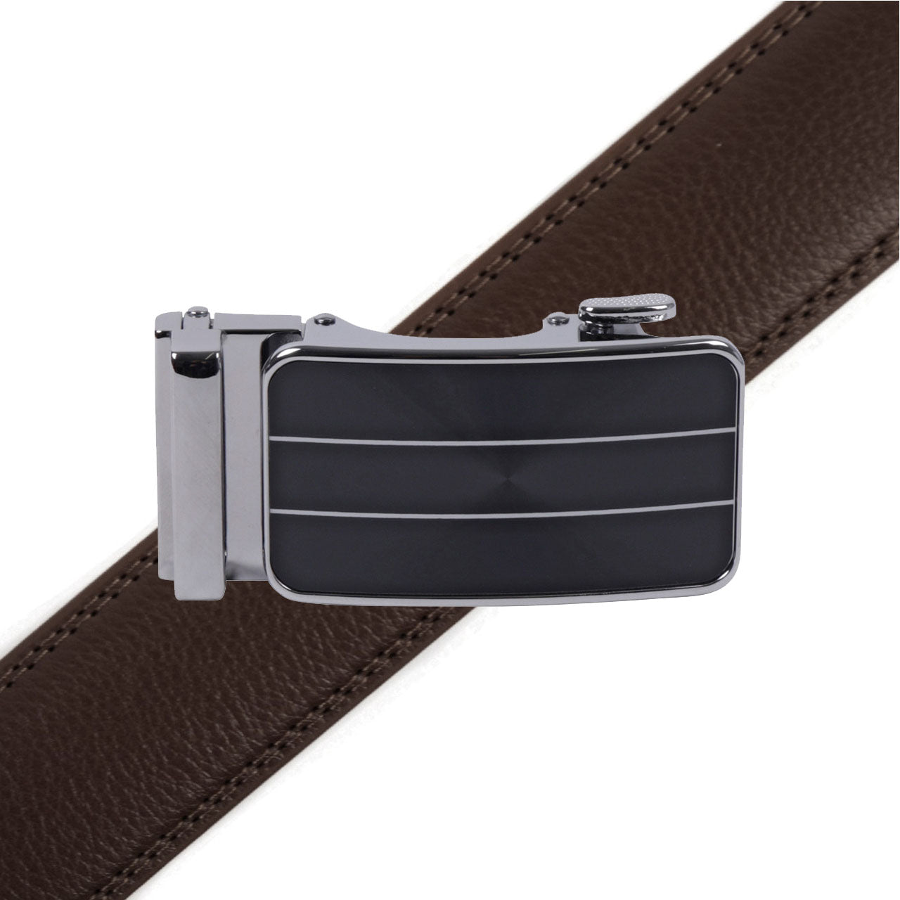 Men's Genuine Leather Sliding Buckle Ratchet Belt-MGLBB68 - Bundle Bus