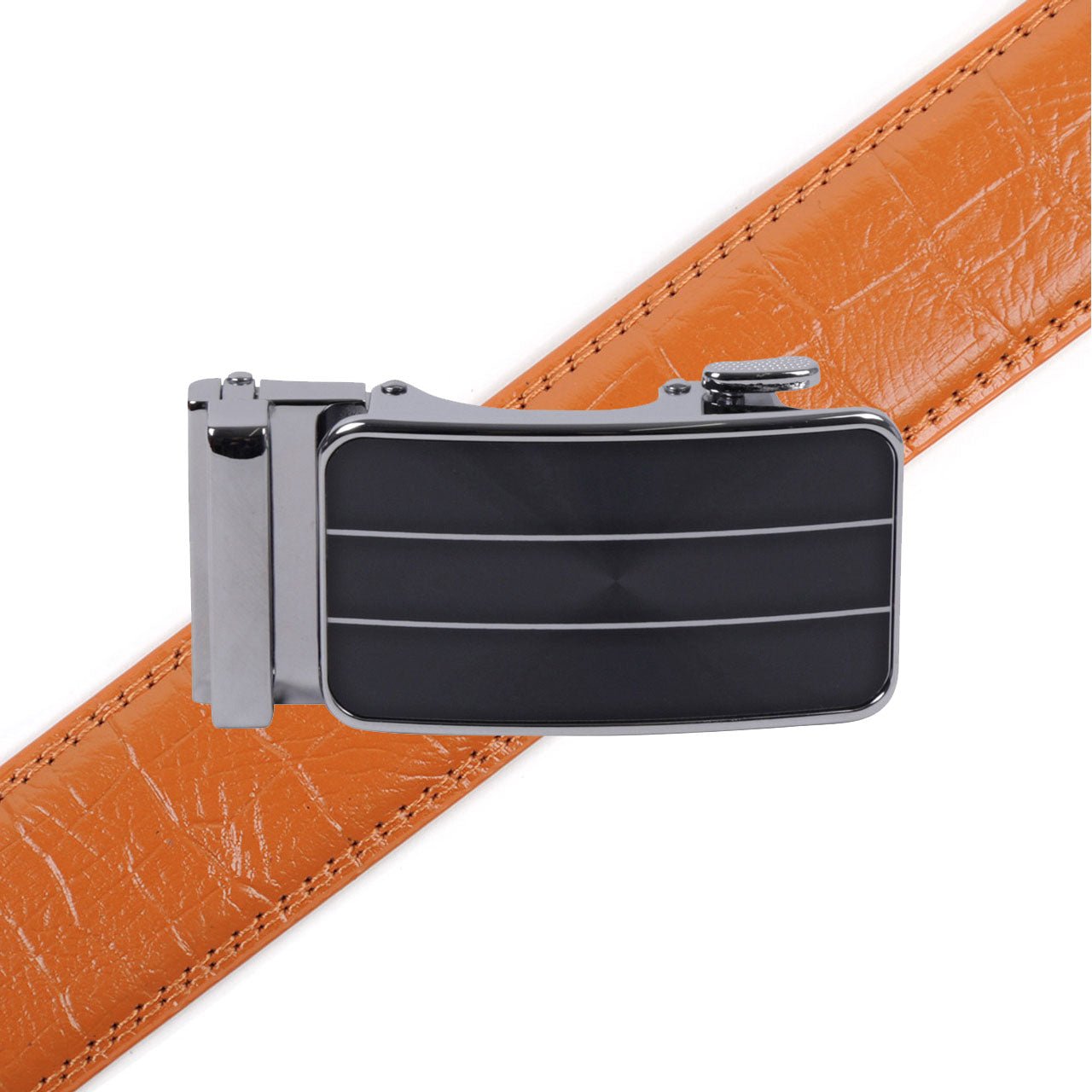 Men's Genuine Leather Sliding Buckle Ratchet Belt-MGLBB68 - Bundle Bus