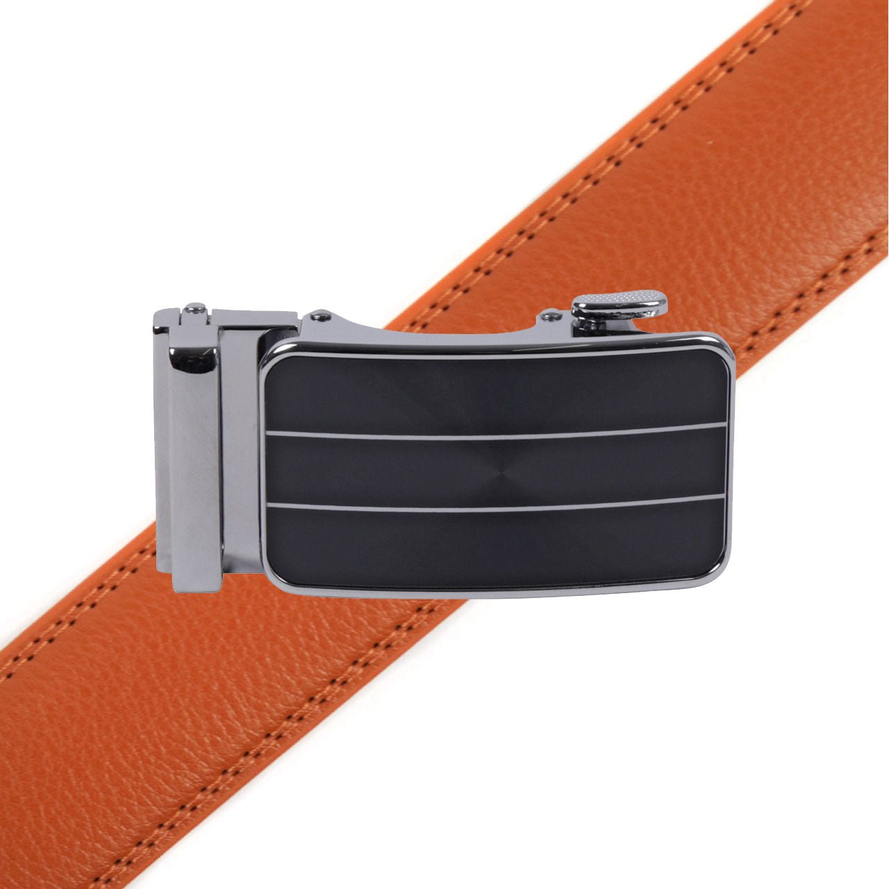 Men's Genuine Leather Sliding Buckle Ratchet Belt-MGLBB68 - Bundle Bus