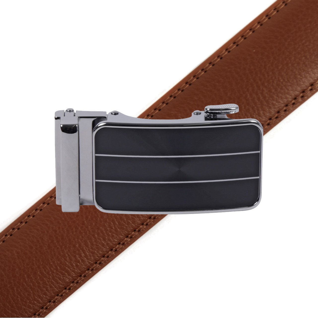 Men's Genuine Leather Sliding Buckle Ratchet Belt-MGLBB68 - Bundle Bus