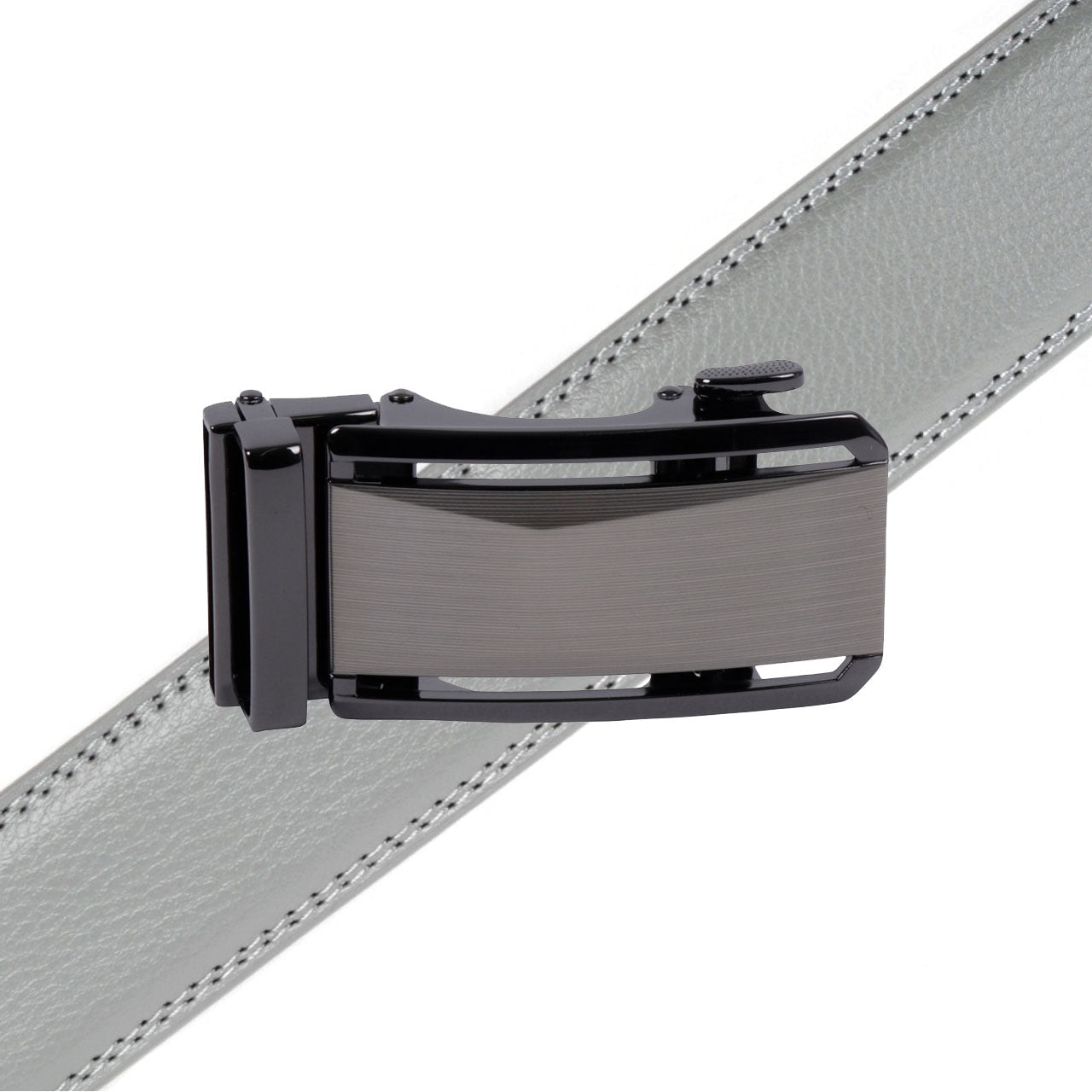Men's Genuine Leather Sliding Buckle Ratchet Belt-MGLBB69 - Bundle Bus