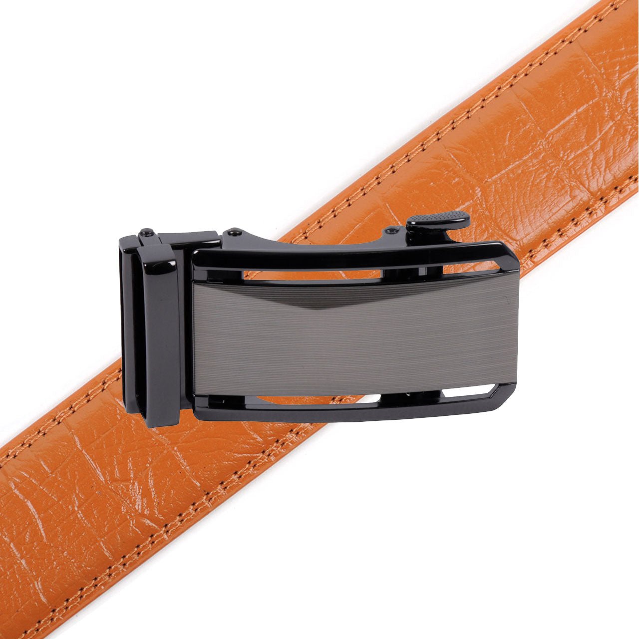 Men's Genuine Leather Sliding Buckle Ratchet Belt-MGLBB69 - Bundle Bus