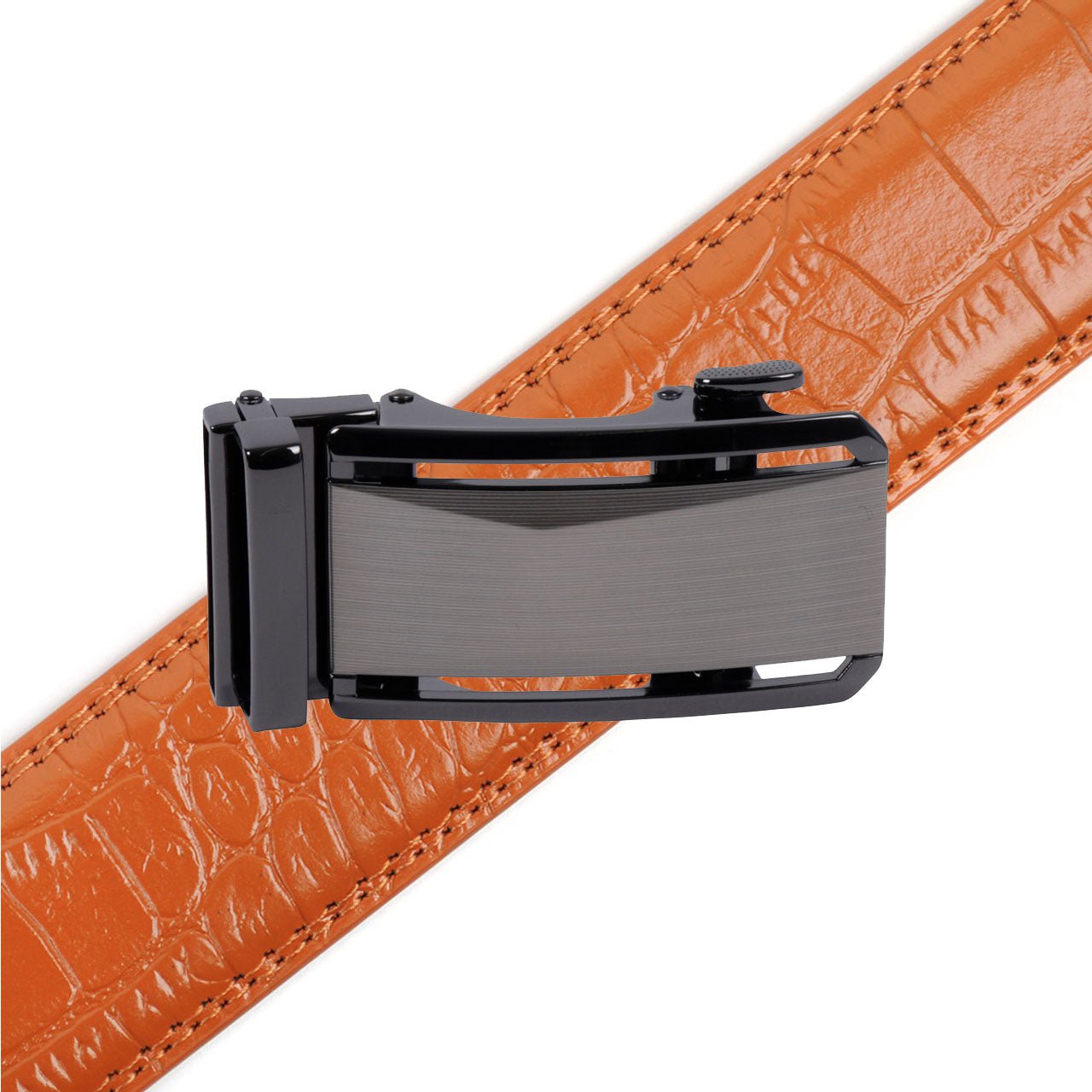 Men's Genuine Leather Sliding Buckle Ratchet Belt-MGLBB69 - Bundle Bus
