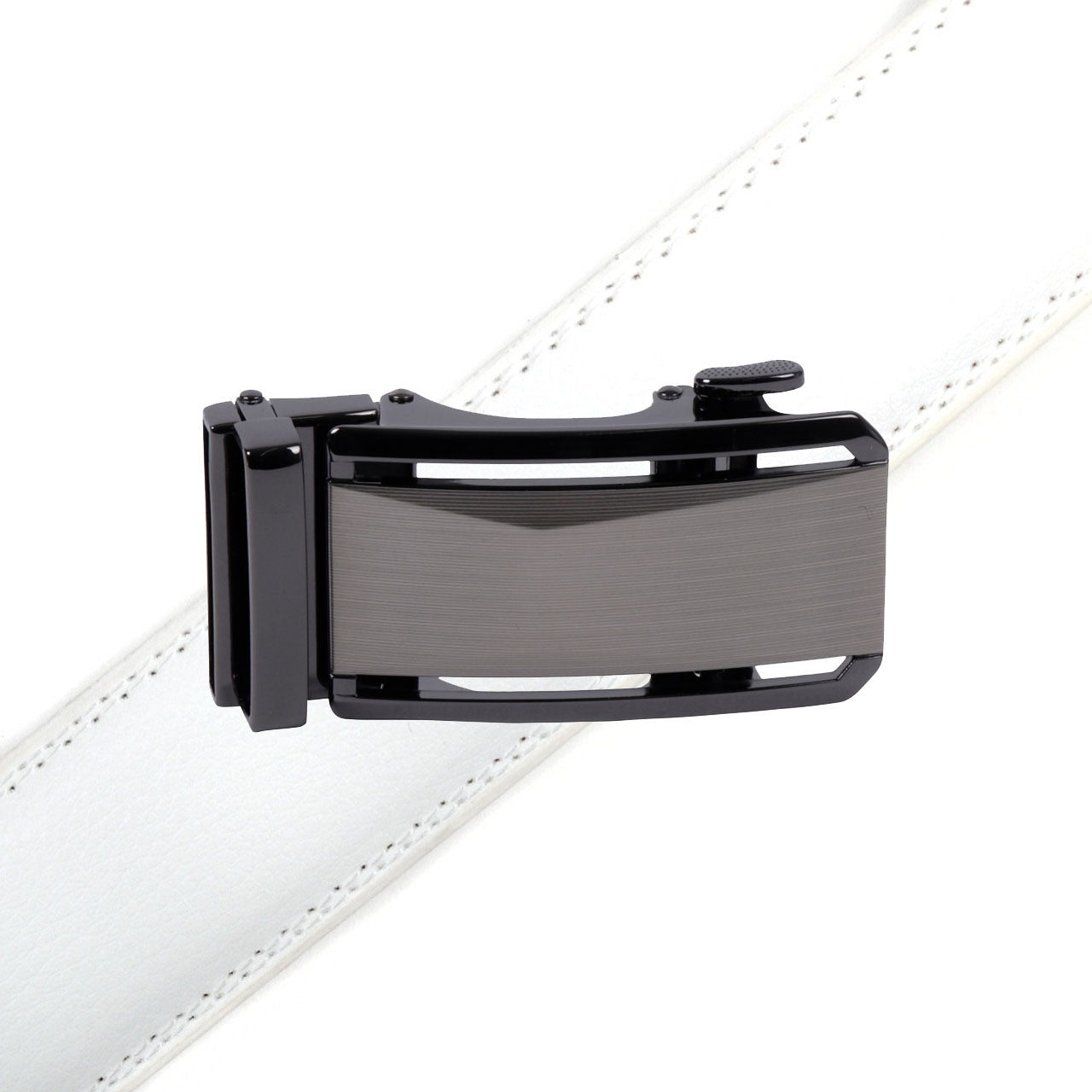 Men's Genuine Leather Sliding Buckle Ratchet Belt-MGLBB69 - Bundle Bus