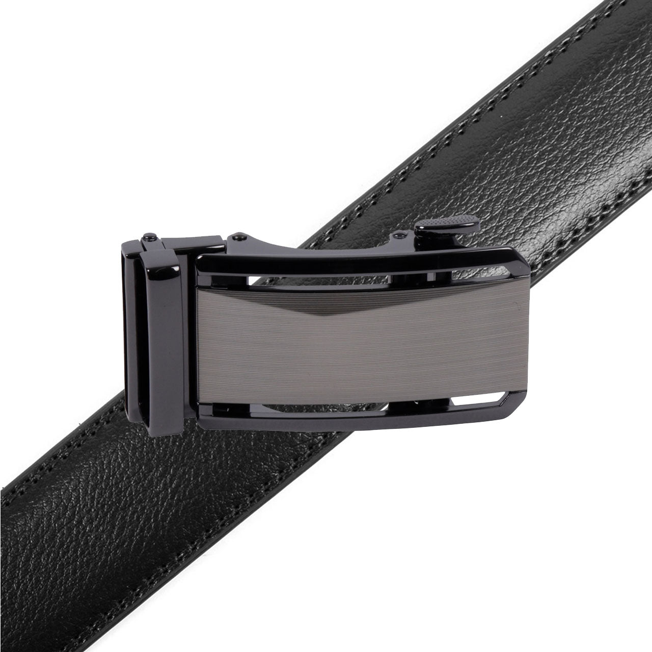 Men's Genuine Leather Sliding Buckle Ratchet Belt-MGLBB69 - Bundle Bus
