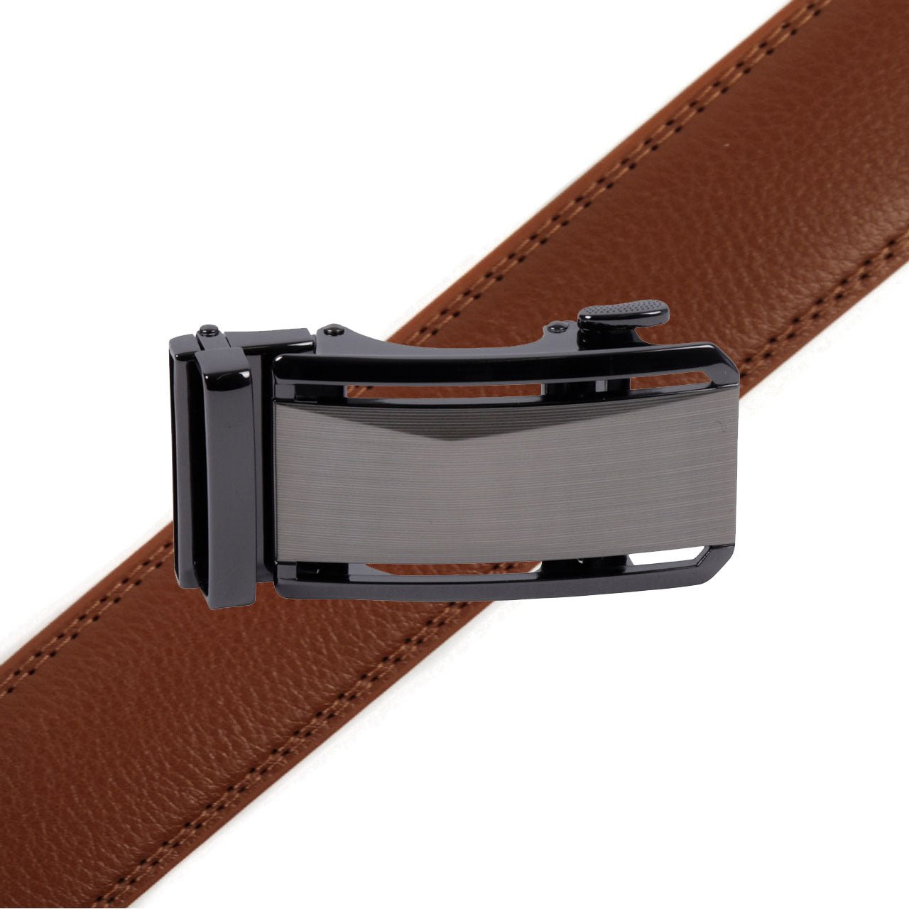 Men's Genuine Leather Sliding Buckle Ratchet Belt-MGLBB69 - Bundle Bus