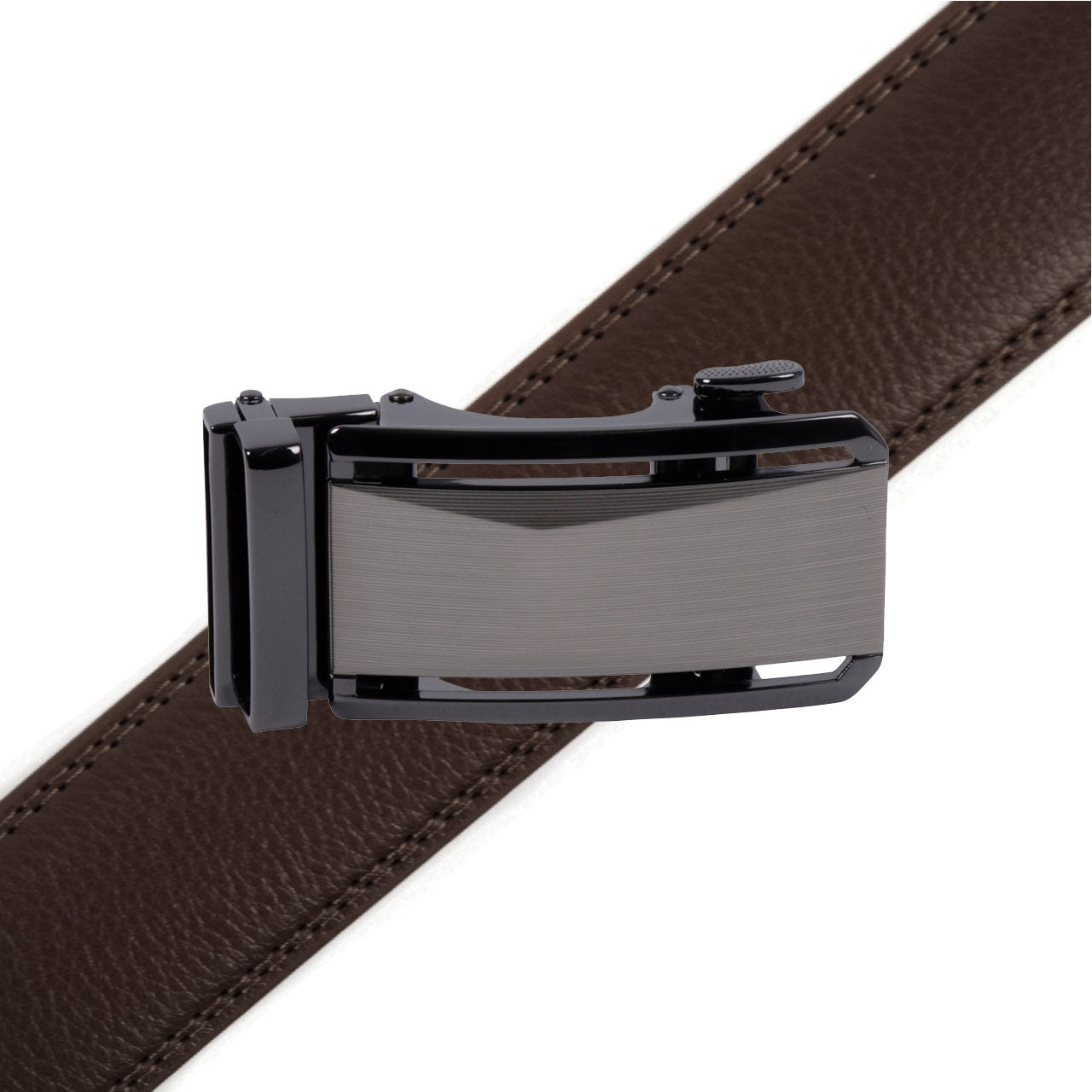 Men's Genuine Leather Sliding Buckle Ratchet Belt-MGLBB69 - Bundle Bus