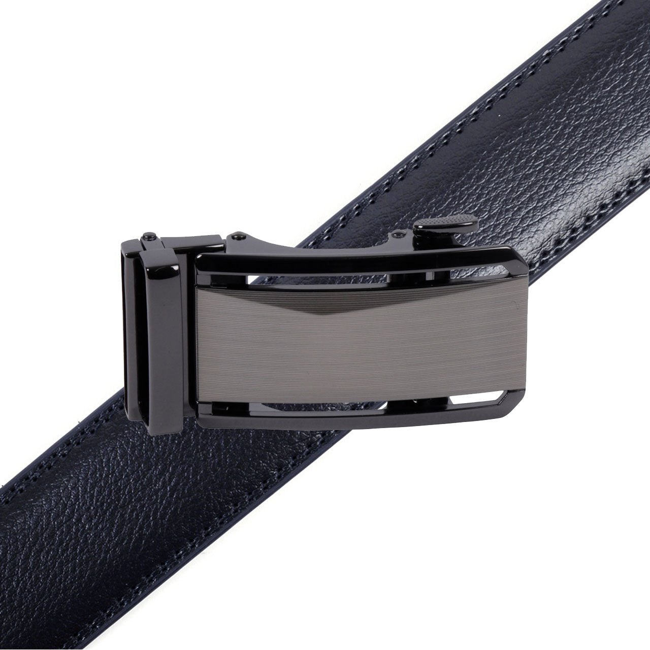Men's Genuine Leather Sliding Buckle Ratchet Belt-MGLBB69 - Bundle Bus