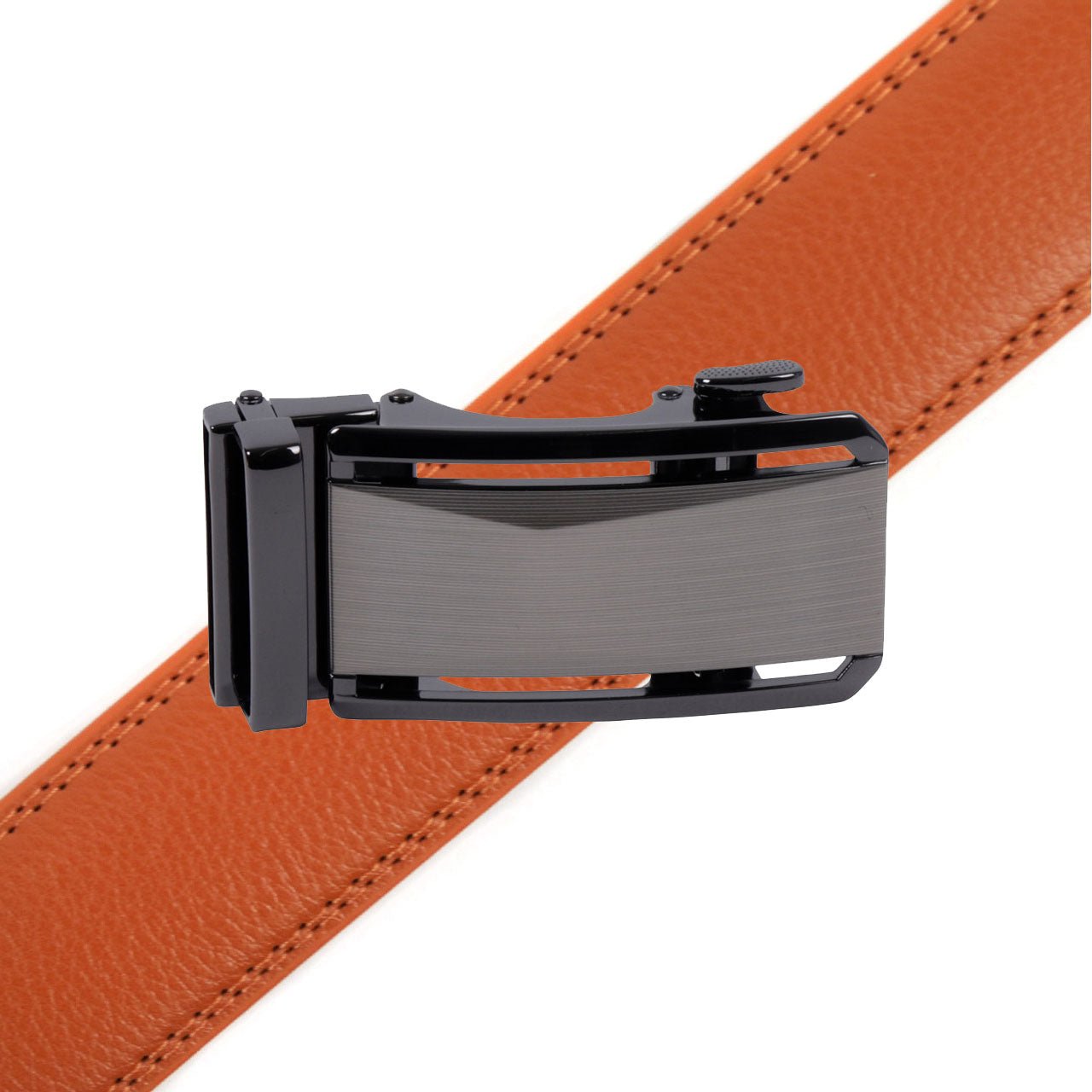 Men's Genuine Leather Sliding Buckle Ratchet Belt-MGLBB69 - Bundle Bus