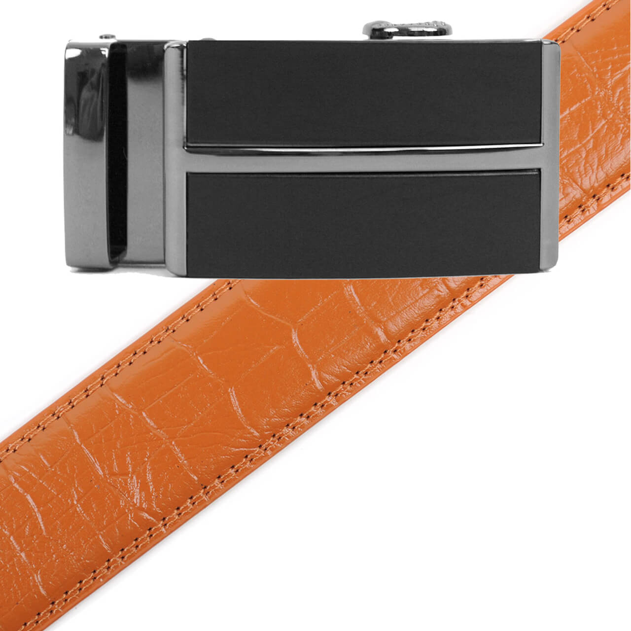 Men's Genuine Leather Sliding Buckle Ratchet Belt MGLBB7 - Bundle Bus