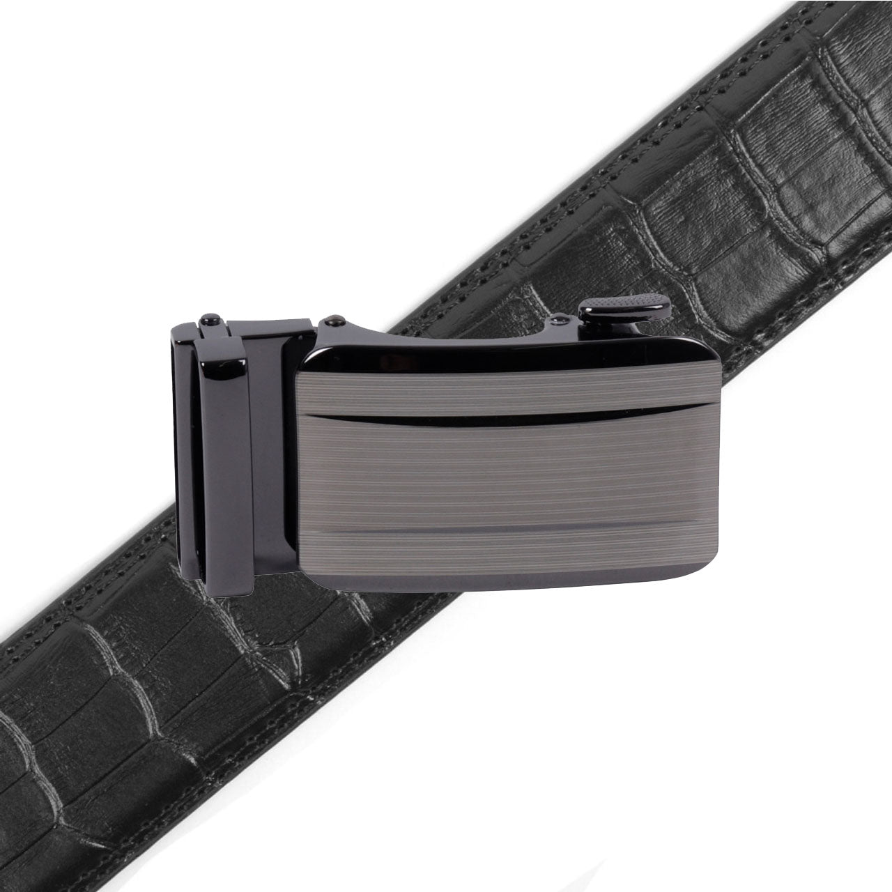Men's Genuine Leather Sliding Buckle Ratchet Belt-MGLBB70 - Bundle Bus