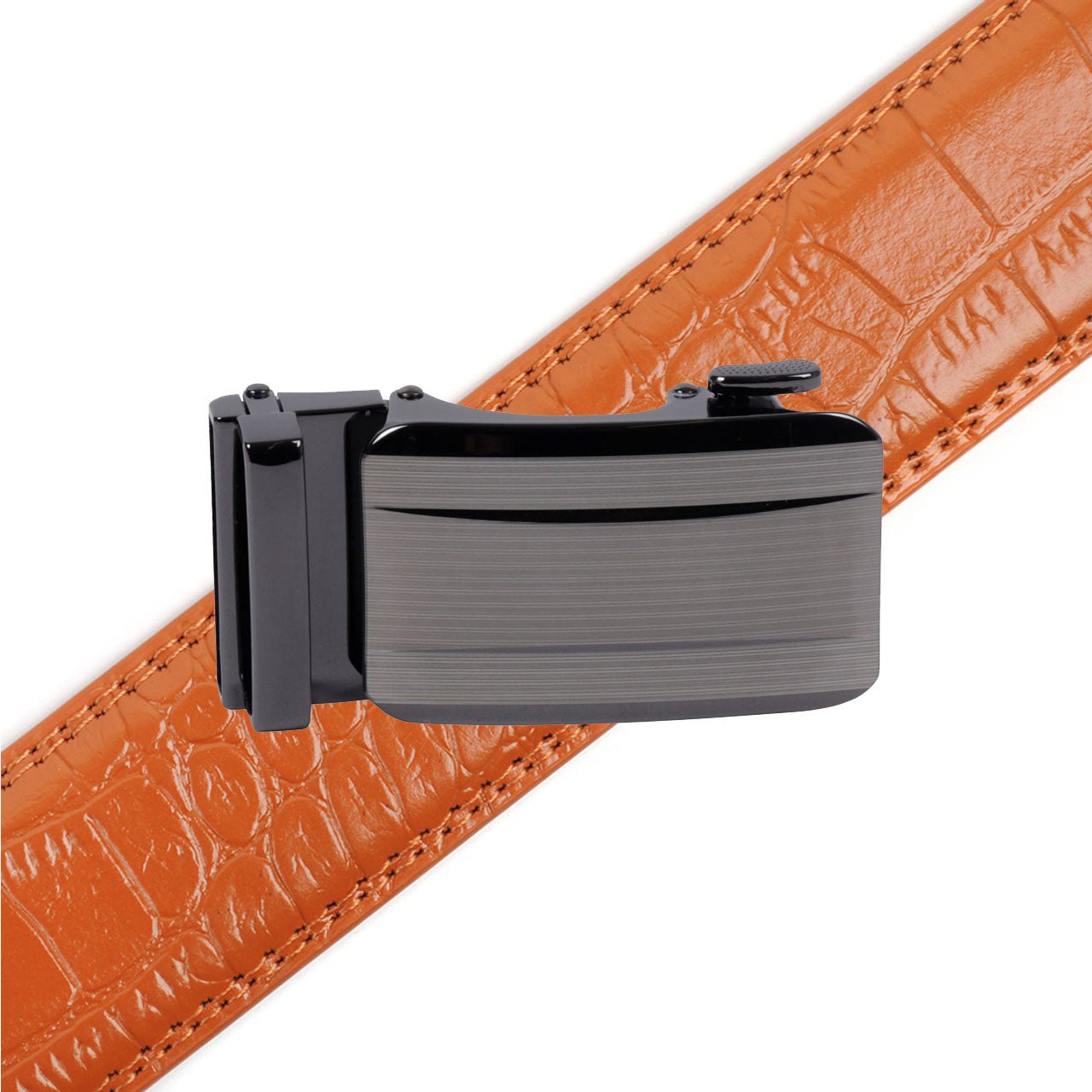 Men's Genuine Leather Sliding Buckle Ratchet Belt-MGLBB70 - Bundle Bus