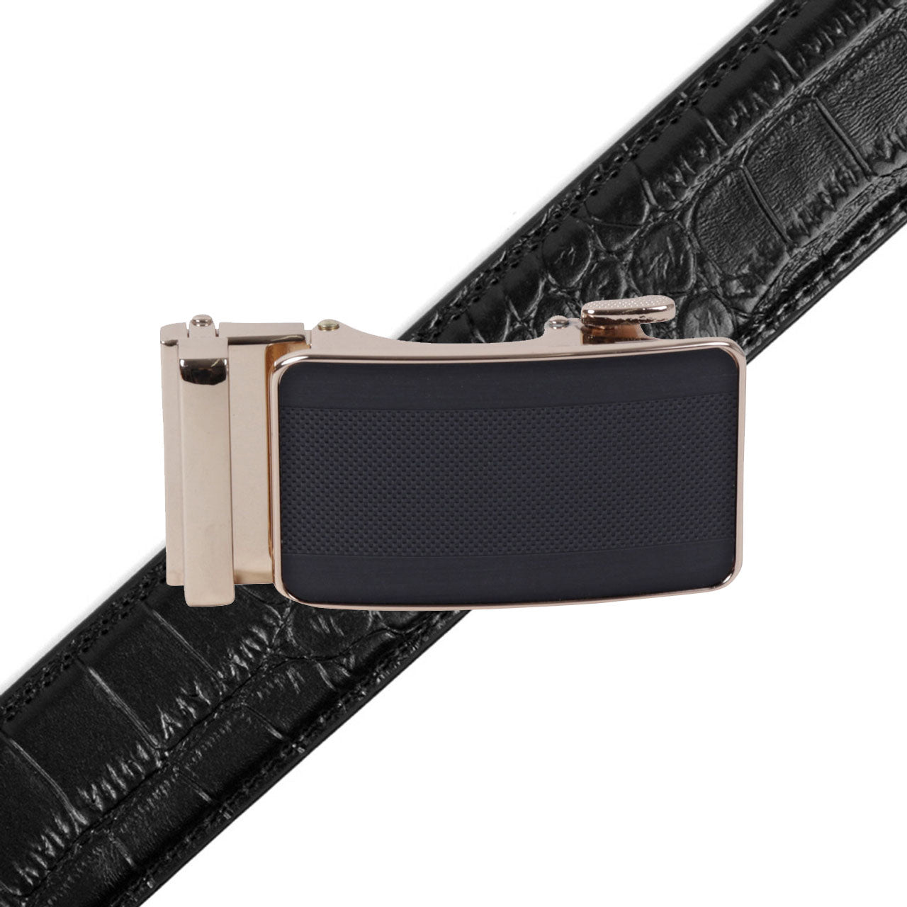 Men's Genuine Leather Sliding Buckle Ratchet Belt-MGLBB71 - Bundle Bus