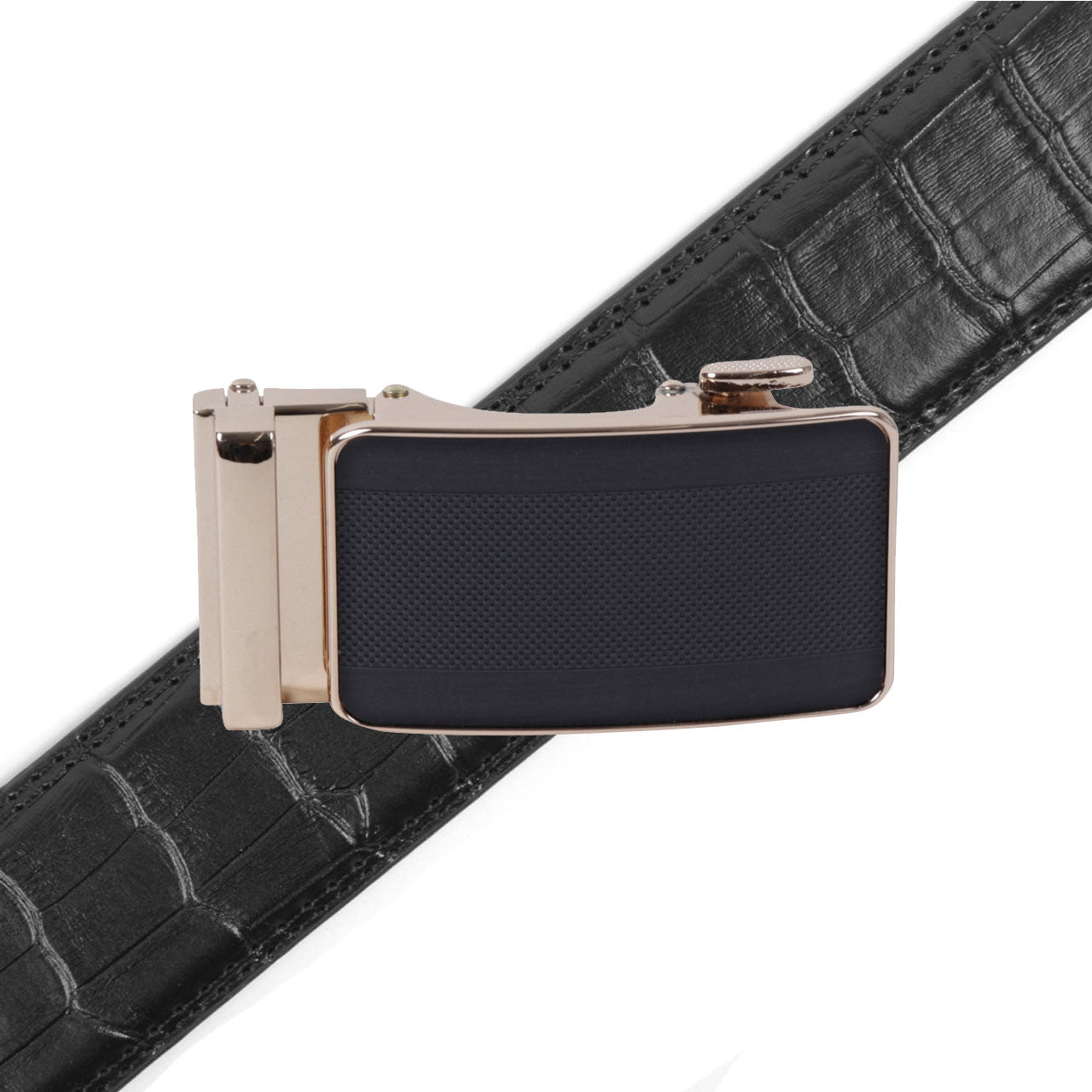 Men's Genuine Leather Sliding Buckle Ratchet Belt-MGLBB71 - Bundle Bus
