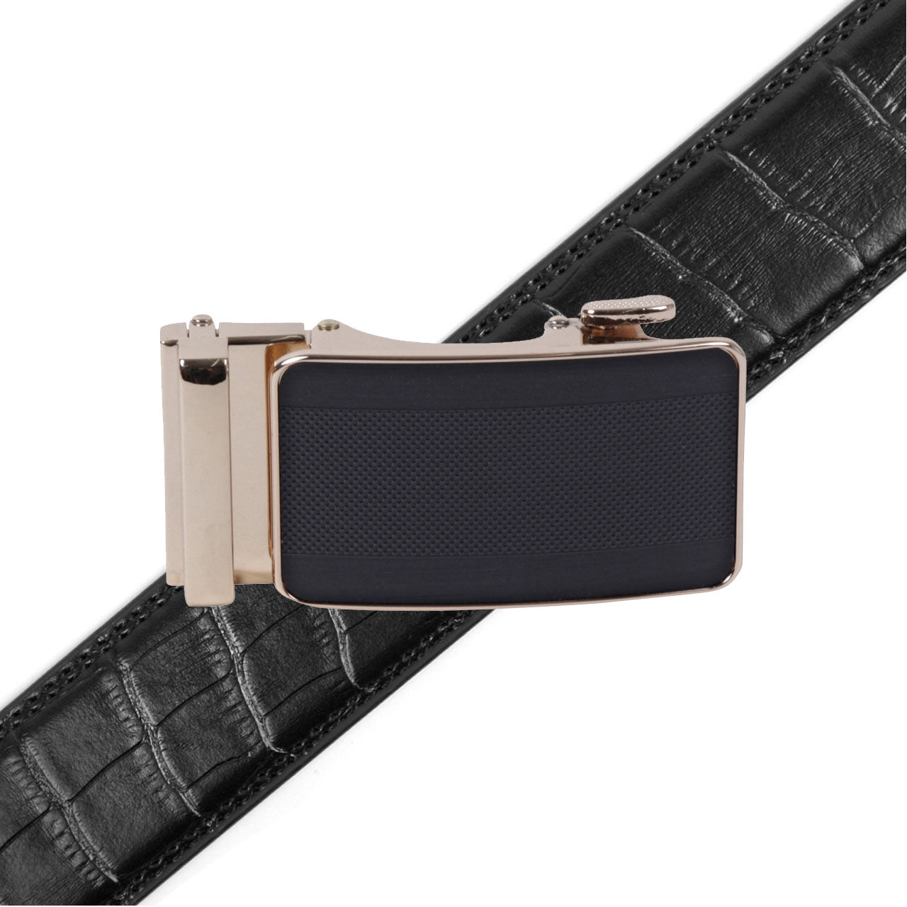 Men's Genuine Leather Sliding Buckle Ratchet Belt-MGLBB71 - Bundle Bus