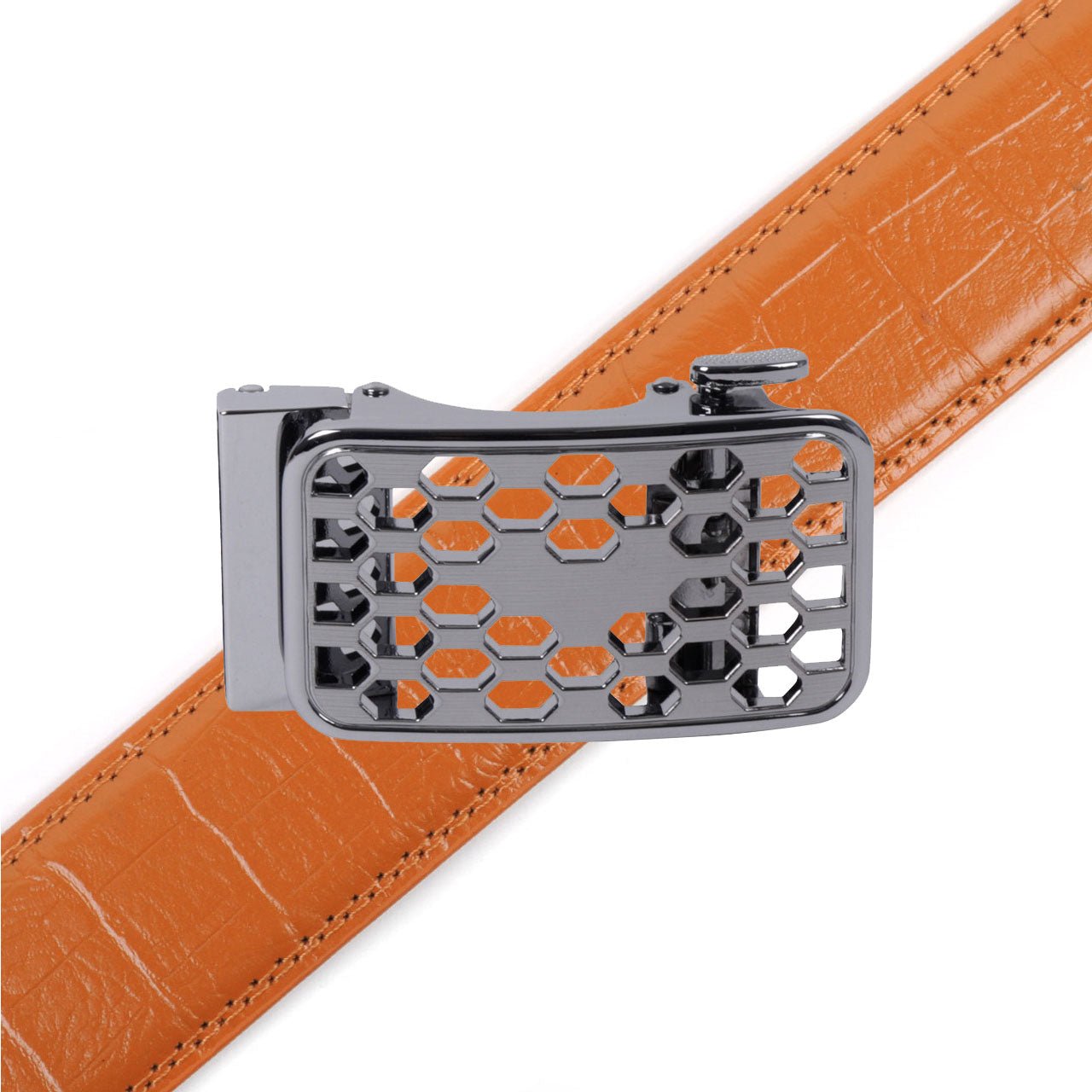 Men's Genuine Leather Sliding Buckle Ratchet Belt-MGLBB72 - Bundle Bus