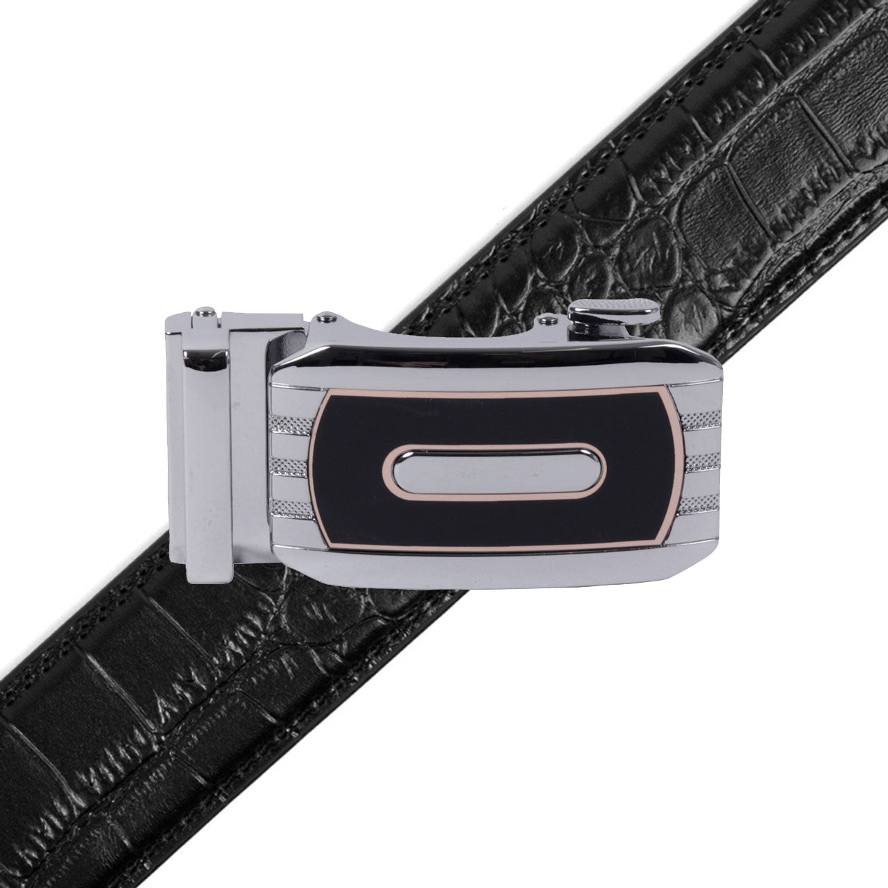 Men's Genuine Leather Sliding Buckle Ratchet Belt-MGLBB73 - Bundle Bus
