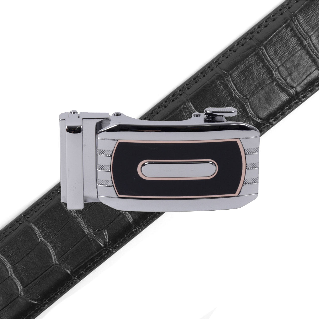 Men's Genuine Leather Sliding Buckle Ratchet Belt-MGLBB73 - Bundle Bus