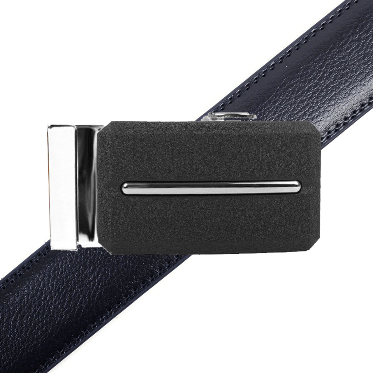 Men's Genuine Leather Sliding Buckle Ratchet Belt MGLBB8 - Bundle Bus